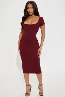 All The Gossip Scoop Neck Midi Dress