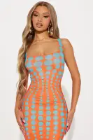 A Sight Mesh Maxi Dress(Orange,S)