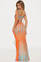 A Sight Mesh Maxi Dress(Orange,S)