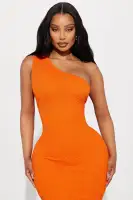 Abigal Textured Maxi Dress(Orange,XS)