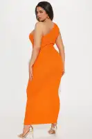 Abigal Textured Maxi Dress(Orange,XS)