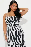 A Different Energy Midi Dress(Black/White,XS)