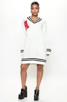A Team Sweater Mini Dress(White,XS)