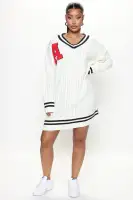 A Team Sweater Mini Dress(White,XS)
