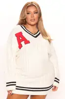 A Team Sweater Mini Dress(White,XS)