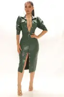 All For Looks Faux Leather Midi Dress