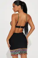 A Night In Madrid Embellished Bandage Mini Dress(Black,XS)