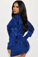 Abigail Sweater Mini Dress(Royal/combo,XS)