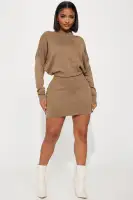 Abby Sweater Mini Dress(Brown/combo,XS)