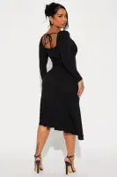 A Simple Life Ribbed Midi Dress(Black,S)