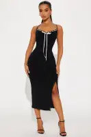 A Little Flirtation Lace Trim Midi Dress