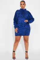 Abigail Sweater Mini Dress(Royal/combo,XS)
