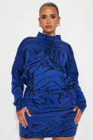 Abigail Sweater Mini Dress(Royal/combo,XS)