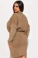 Abby Sweater Mini Dress(Brown/combo,XS)