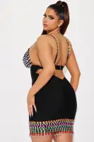 A Night In Madrid Embellished Bandage Mini Dress(Black,XS)