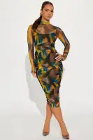 Anais Mesh Midi Dress