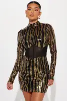 A New Wave Sequin Mini Dress(Black,XS)