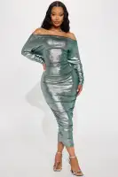 Adeline Metallic Midi Dress