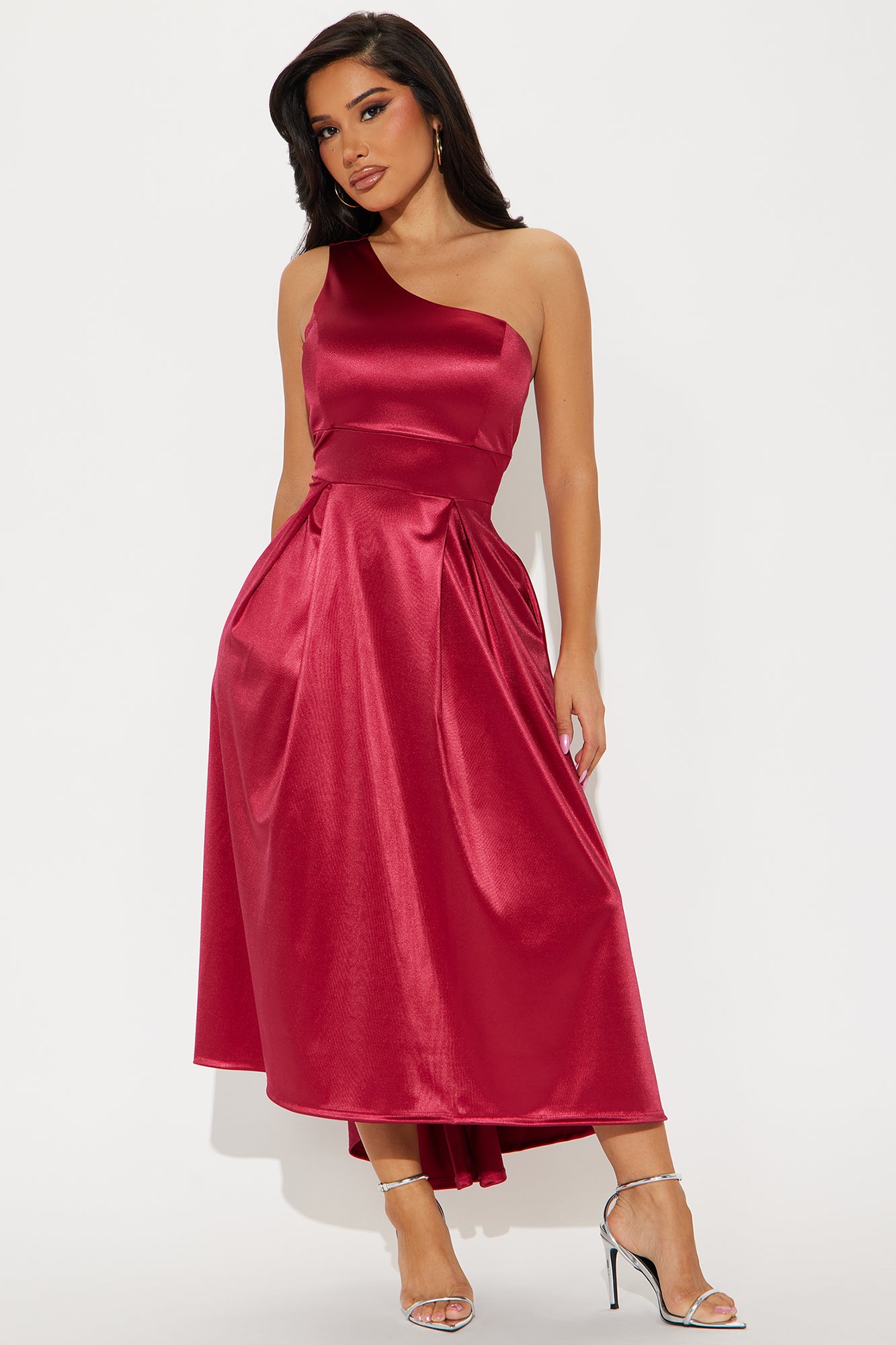 Alaina One Shoulder Tricot Midi Dress