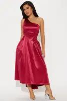 Alaina One Shoulder Tricot Midi Dress