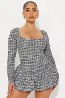 All Business Tweed Bubble Mini Dress