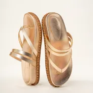 Rania Sporty Metallic Leather Sandal(5,Gold)