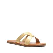 Rita Metallic Leather Sandal(5,Gold)