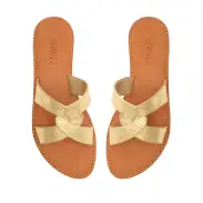 Rita Metallic Leather Sandal(5,Gold)