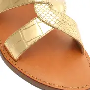 Rita Metallic Leather Sandal(5,Gold)