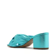 Mindy Mid Block Metallic Leather Sandal(5,Turquoise)