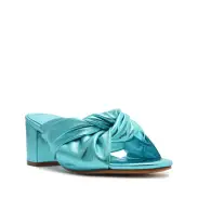 Mindy Mid Block Metallic Leather Sandal(5,Turquoise)