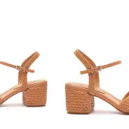 Karima Block Atanado Leather Sandal(5,Honey Peach)