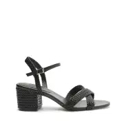 Karima Block Atanado Leather Sandal(5,Black)