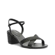 Karima Block Atanado Leather Sandal(5,Black)