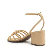 Rachel Block Leather Sandal(5,Light Beige)