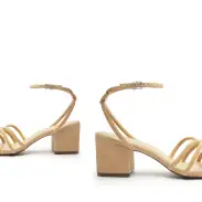 Rachel Block Leather Sandal(5,Light Beige)