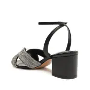 Hattie Mid Block Leather Sandal(5,Black)