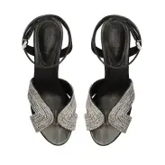 Hattie Mid Block Leather Sandal(5,Black)
