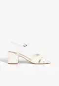 Keefa Mid Block Leather Sandal(5,White)