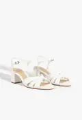 Keefa Mid Block Leather Sandal(5,White)