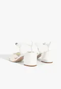 Keefa Mid Block Leather Sandal(5,White)
