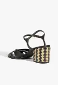 Keefa Mid Block Sandal(5,Black)