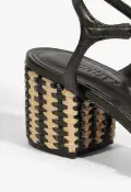 Keefa Mid Block Sandal(5,Black)