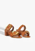 Olga Leather Sandal(5,Brown)