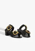 Olga Leather Sandal(5,Black)