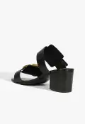 Olga Leather Sandal(5,Black)