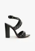 Lizzy Block Leather Sandal(5,Black)