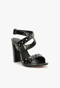 Lizzy Block Leather Sandal(5,Black)