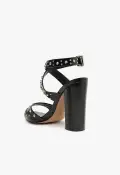 Lizzy Block Leather Sandal(5,Black)