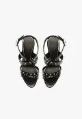 Lizzy Block Leather Sandal(5,Black)
